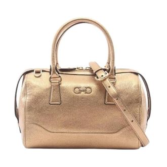 Ferragamo Pre-owned Gancini Leder 2way Handtas - Dames - Vintage Handtas - Geel - ONE Size - Leer - Vintage