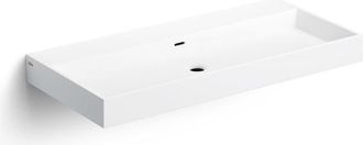 Clou Wash Me wastafel 90x42cm voorbewerkte kraangaten Aluite Wit mat