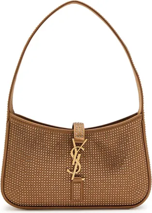 Saint Laurent Le 5 &agrave; 7 Mini Embellished Satin top Handle bag - Brown - One Size