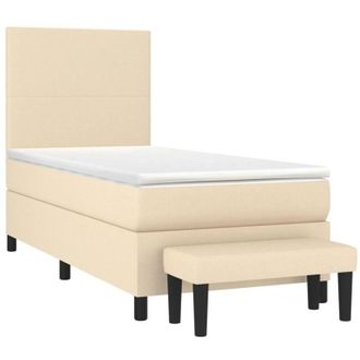 vidaXL Vidaxl - Cama Box Spring Con Colch&oacute;n Tela Color Crema 90x190 Cm