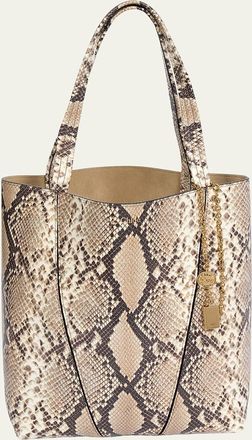 Chlo&eacute; Spin Python-Embossed Leather Tote Bag