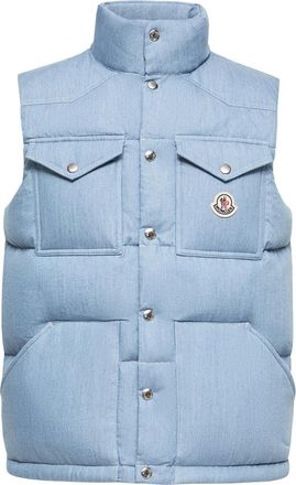 Moncler Moncler Ervional Denim Down Vest, Men, Blue, Size: 1