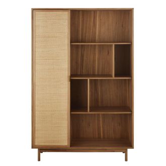 Maisons du monde Librer&iacute;a de 1 puerta en marr&oacute;n y fibra vegetal