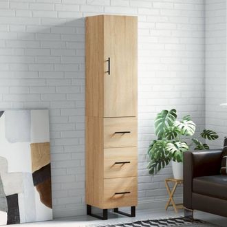 Berkfield Home Highboard Sonoma Oak 34.5x34x180 cm Engineered Wood in Brown