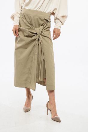 Bottega Veneta Gonna Midi in Popeline con Drappeggio Frontale Bottega Veneta