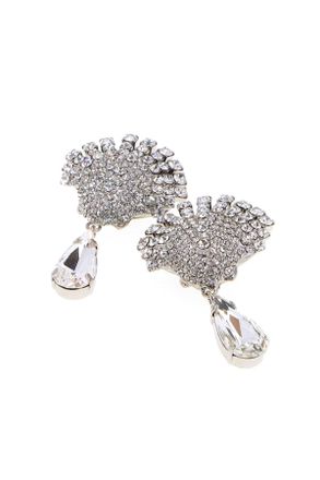 Alessandra Rich Womens Embellished Metal Earrings Crysilver Brass Glass