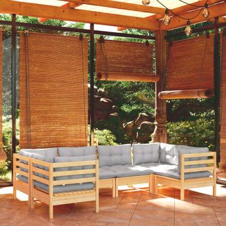 vidaXL 6 Pcs Garden Lounge Set Con Coj&iacute;n De Pino Gris
