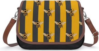 Generic Bee Yellow Black Stripes Womens Crossbody Bag Fashion Shoulder Handbags Message Tote Bag with Adjustable Strap