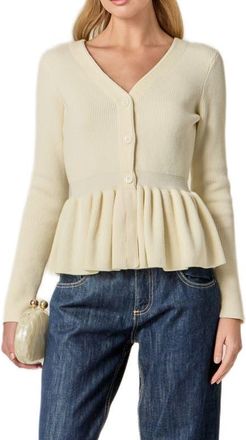 English Factory Peplum Rib Top in White at Nordstrom, Size X-Small