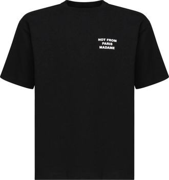 Dr&ocirc;le de Monsieur Slogan Katoenen T-shirt met Ronde Hals - Heren - T-shirts - Zwart - XL - Katoen - Tops