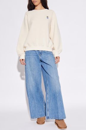 American Vintage Sweatshirt With Logo Patch, Womens, Cream