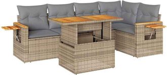 vidaXL Set Sof&aacute;s Jard&iacute;n Y Cojines 6 Pzas Rat&aacute;n Sint&eacute;tico Acacia Beige Vidaxl