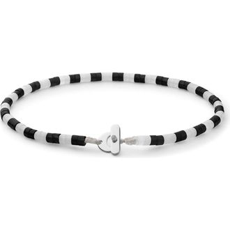 Miansai Mens Kai Onyx & Moonstone Bracelet in Sterling Silver/Onyx at Nordstrom, Size Medium
