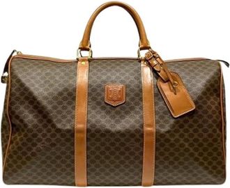 Celine Vintage, unisex, Bruin, ONE Size, Leer, Pre-owned Macadam Leather Boston Bag