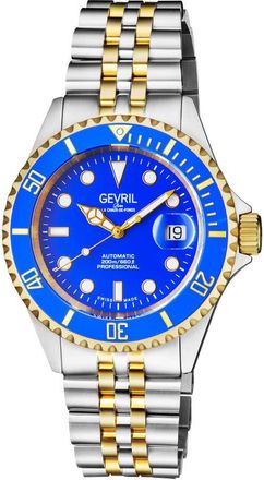 Gevril Group Wall Street Automatic Blue Dial Two-tone Mens Watch 4856B