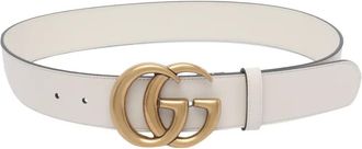 Gucci Double G-buckle leather belt - White