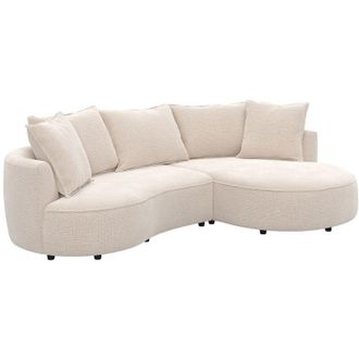 Vente-Unique Divano angolare destro in tessuto ciniglia beige CEPRANO di Maison C&eacute;phy