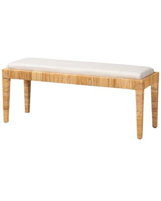 Baxton Studio Sofia Modern Bohemian Mahogany & Rattan Bench