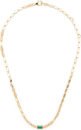Suzanne Kalan 18kt Yellow Gold Block-Chain Emerald Baguette Link Necklace - Womens - 18kt Yellow Gold/Emerald