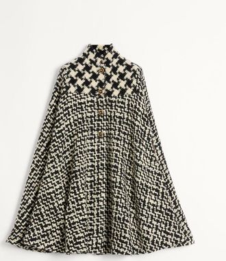 Valentino Cappa In Geometric Tweed Donna AVORIO/NERO 36