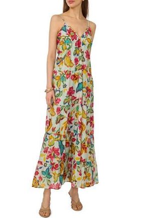 Halogen Floral Empire Waist Tiered Maxi Dress in Pink Multi at Nordstrom Rack, Size X-Small