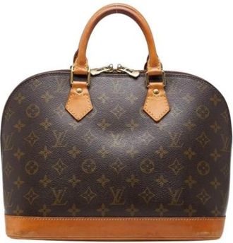 Louis Vuitton Pre-owned Canvas Handbag - Dames - Vintage Handtas - Bruin - ONE Size - Leer - Vintage