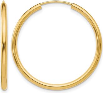 Diamond2Deal 10k Gold 2mm Round Endless Hoop Earrings