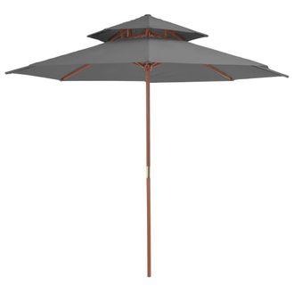 Berkfield Home Double Decker Parasol with Wooden Pole 270 cm Anthracite in Black