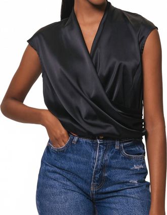 Hutch Wrap Cowl Neck Sleeveless Top In Black
