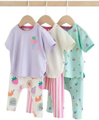 Next Berry Cute T-Shirts & Leggings Assorted 6-Pack in Purple at Nordstrom, Size Newborn