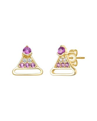 Rachel Glauber 14K Plated Cz Triangular Earrings