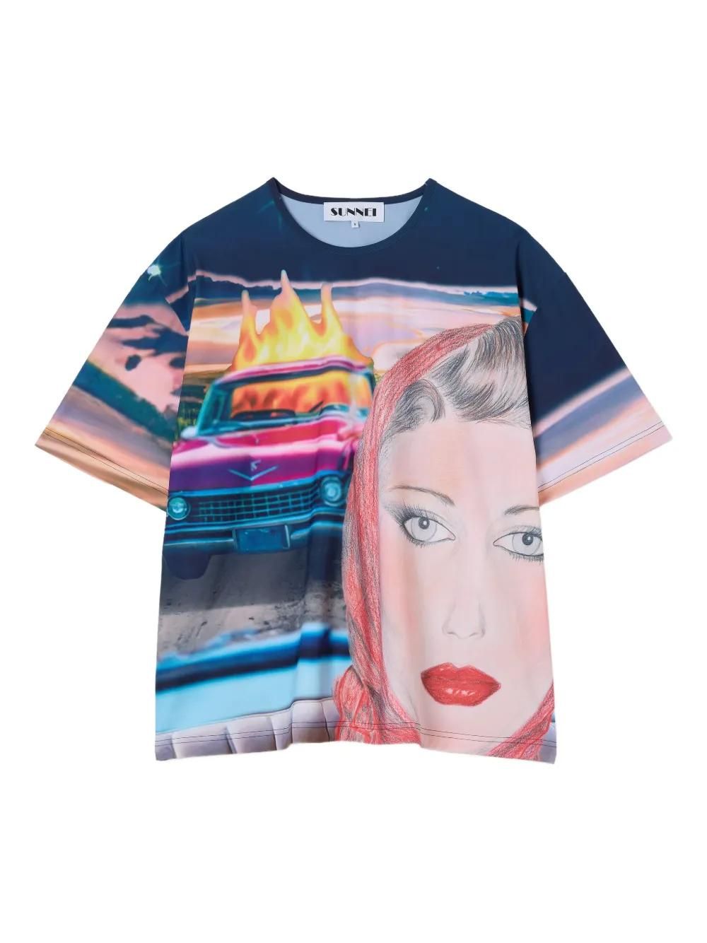 Tシャツ・カットソー SUNNEI DARK BLUE COTTON T-SHIRT Sunnei: Blue T-Shirts now up to −73% | Stylight