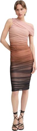Elisabetta Franchi Kleedjes, Dames, Veelkleurig, S, Polyester, Asymmetrische Midi Jurk