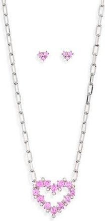 Nadri Valentines Day Capsule Stud Earrings & Necklace Set in Rhodium at Nordstrom Rack