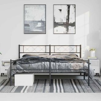 Berkfield Home Metal Bed Frame with Headboard & Footboard Black 183x213 cm