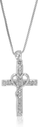 Vir Jewels 1/10 cttw Lab Grown Diamond Cross And Heart Pendant Necklace.925 Sterling Silver 2/3 Inch With 18 Inch Chain