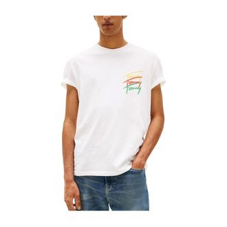 Tommy Hilfiger Tops, Heren, Beige, L, Katoen, Twisted Signature Beige T-shirt Urban Style