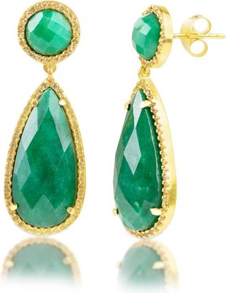 MAX + STONE 18k Gold Over Sterling Silver 16 CT. TW Big 2 Stone Gemstone Dangle Earrings