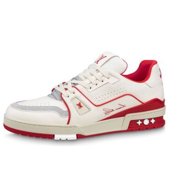 Louis Vuitton LV Trainer Sneakers White Red Grey 1ABFBI