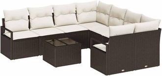 vidaXL Vidaxl - Garden Sofa Set with Cushion Manual 9 pcs Grey 100 x 55 x 73 cm