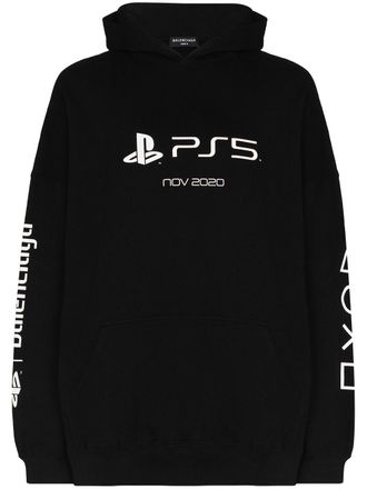 Balenciaga graphic-print hoodie - men - Cotton - M - Black