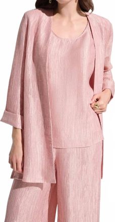 Joseph Ribkoff Crinkle Jacquard Straight Cover-Up Cardigan In Misty Rose
