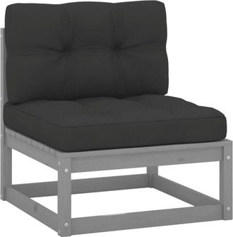 vidaXL Sof&aacute; Central Para Jard&iacute;n Y Cojines Antracita Madera Acacia Gris Vidaxl