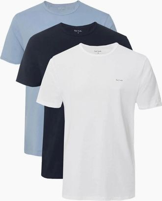 Paul Smith Mens PAUL SMITH 3 PACK T-SHIRT WHITE/NAVY/BLUE - Multi - Size: 38