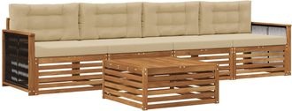 vidaXL Conjunto De Sof&aacute;s De Exterior 5 Uds. Natural Y Beige Vidaxl