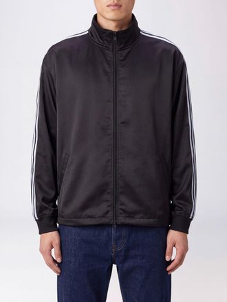 Yohji Yamamoto Technical Fabric Zip-Up Sweatshirt with High Neck and 3-Stripes Logo