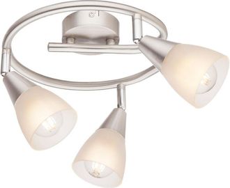 Globo Lighting Focos De Techo En Grupo, N&iacute;quel Mate, Pantalla De Cristal Satinado, 3 Bombillas E14