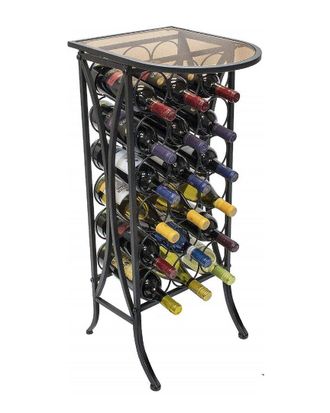 Sorbus Wine Stand 18 Bottle With Glass Top