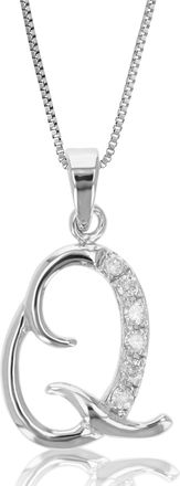 Vir Jewels Pick Your Letter!.925 Sterling Silver Alphabet Pendant 1/8 cttw Diamond