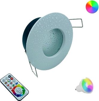 Trade Shop Trade Shop - Proyector Led Empotrado Para La Ducha De Ba&ntilde;o Rgbw 10w Gu10 L&aacute;mpara De Cromoterapia - Blanco